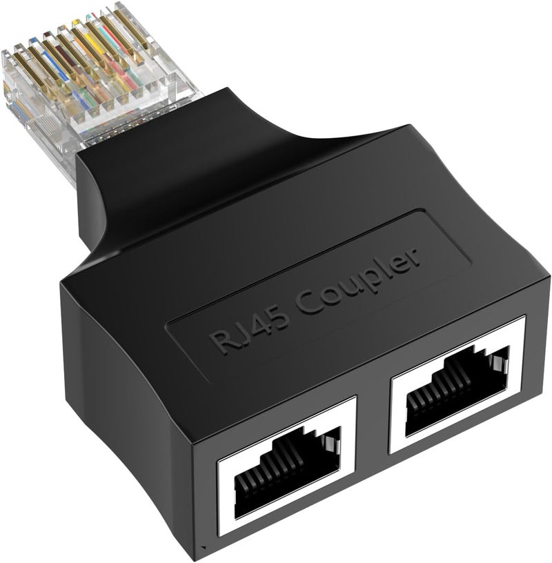 CREHAO موزع إيثرنت RJ45، محول شبكة إيثرنت 1 ذكر إلى 2 أنثى، كابل موزع محول سوبر Cat6 LAN مناسب سوبر Cat5، Cat5e، Cat6، Cat7، Cat8 - Image 1